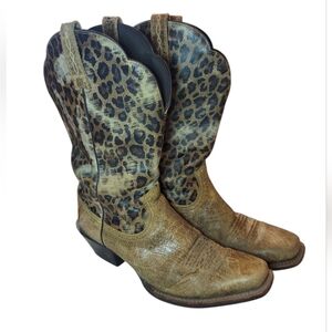 Ariat Brown and Leopard Heeled Boots ladies size 9.5